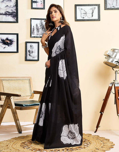 KUDOS | Modal satin floral printed saree