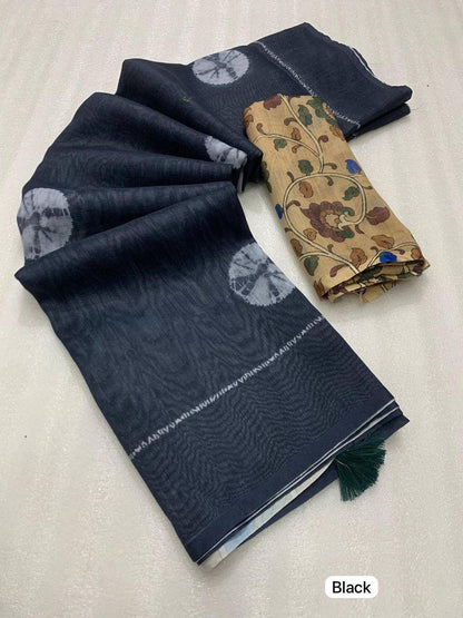 Women Floral Print Saree with Contrast Border