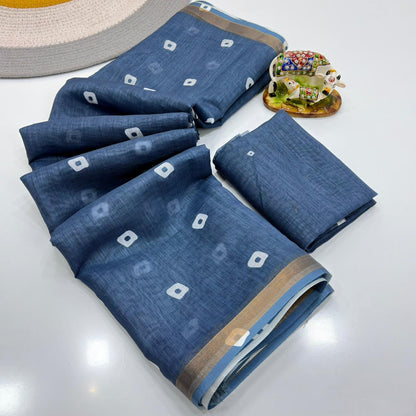 Women Printed Saree with Blouse Piece