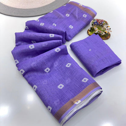 Women Printed Saree with Blouse Piece