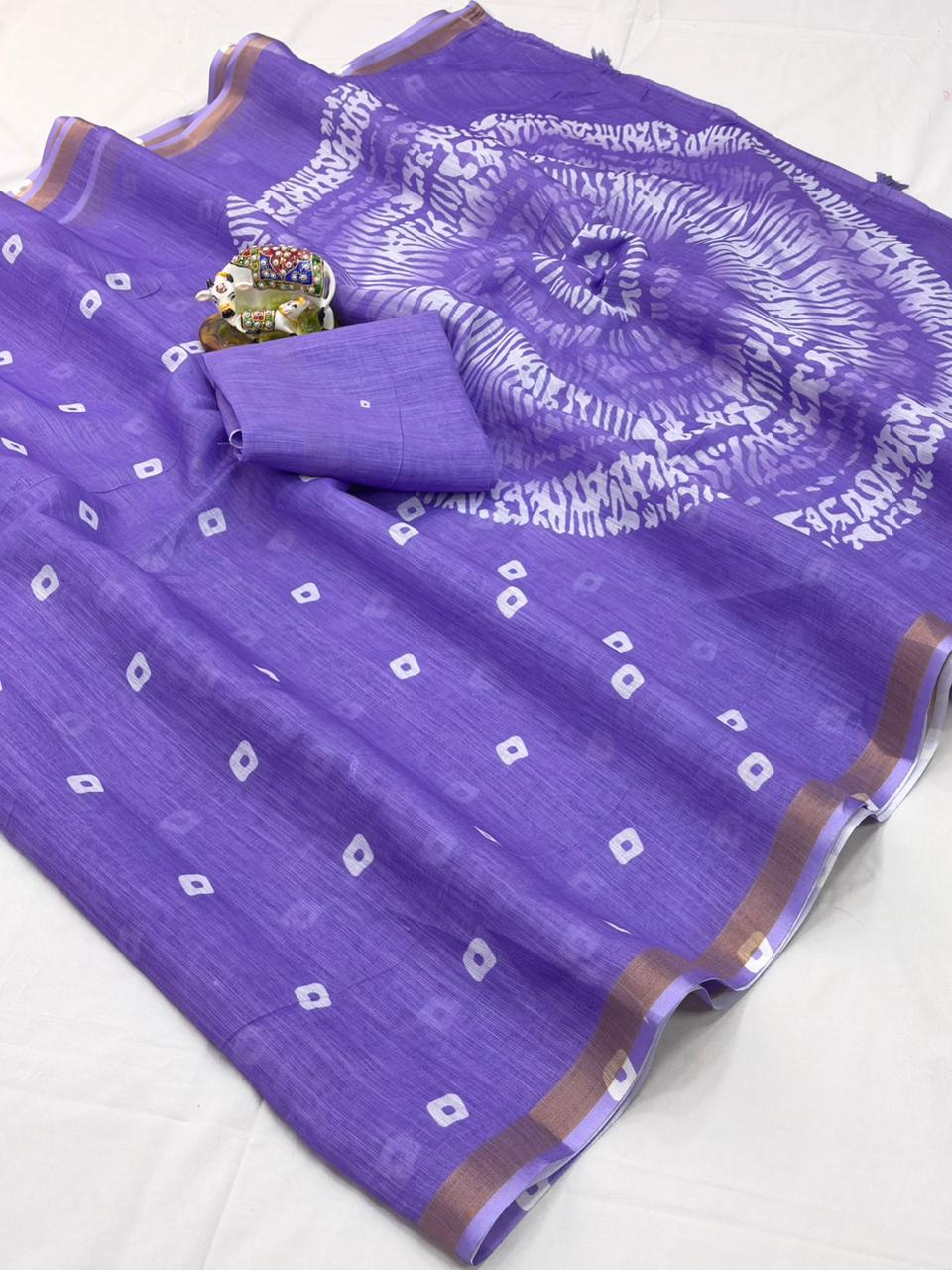 Women Printed Saree with Blouse Piece