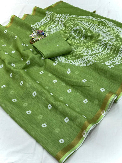 Women Printed Saree with Blouse Piece