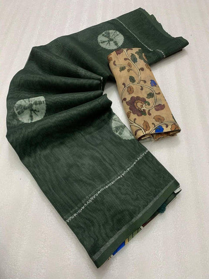 Women Floral Print Saree with Contrast Border
