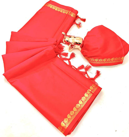 Pure mysure silk 5/5  mango jari Fancy Border Sarees chit pallu