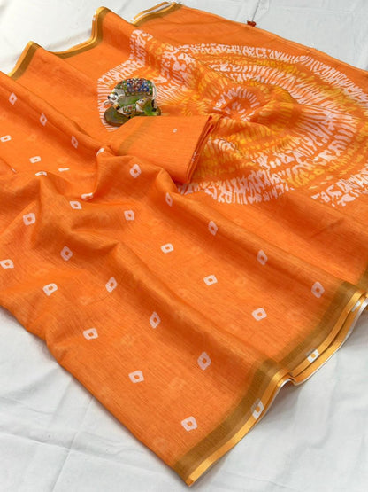 Women Printed Saree with Blouse Piece