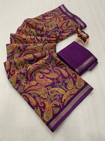 Women Paisley Print Saree with Contrast Border
