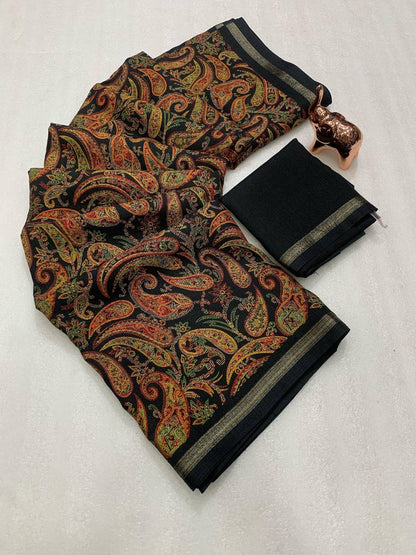 Women Paisley Print Saree with Contrast Border
