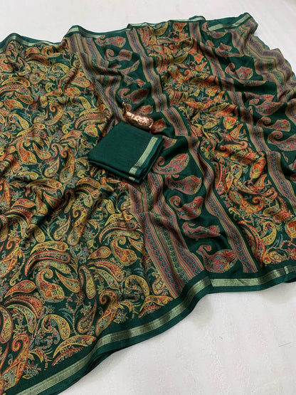Women Paisley Print Saree with Contrast Border