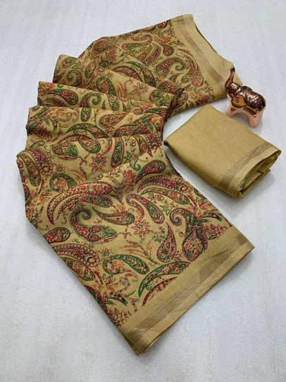 Women Paisley Print Saree with Contrast Border
