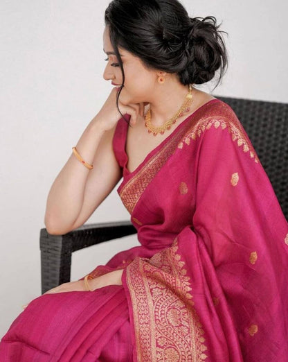 Soft Lichi Silk Saree with Rich Pallu & All-Over Jacquard Work | Exclusive Jacquard Border Blouse