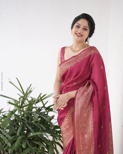 Soft Lichi Silk Saree with Rich Pallu & All-Over Jacquard Work | Exclusive Jacquard Border Blouse