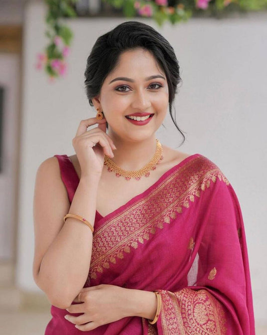 Soft Lichi Silk Saree with Rich Pallu & All-Over Jacquard Work | Exclusive Jacquard Border Blouse