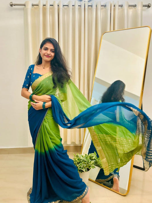 Pure Viscose Georgette Saree with Jari Weaving & Pure Viscose Silk Blouse – 6.3 Meters