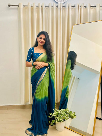 Pure Viscose Georgette Saree with Jari Weaving & Pure Viscose Silk Blouse – 6.3 Meters