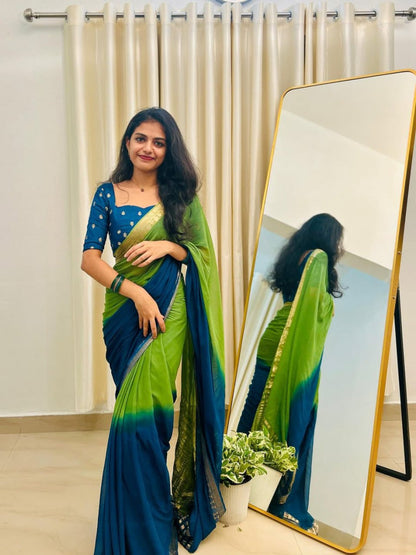 Pure Viscose Georgette Saree with Jari Weaving & Pure Viscose Silk Blouse – 6.3 Meters