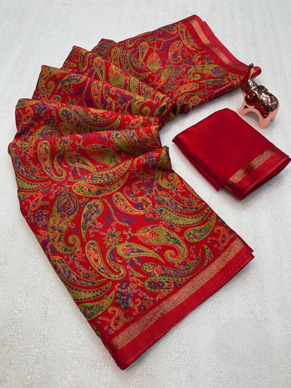 Women Paisley Print Saree with Contrast Border