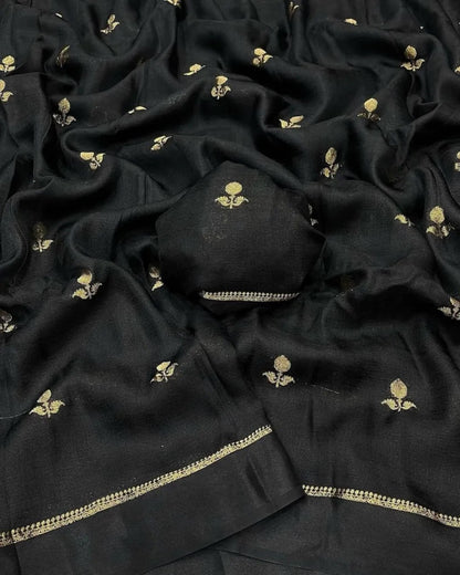 Pure Khadi Viscose Sartin Border Georgette, crafted for New Trends 🪷