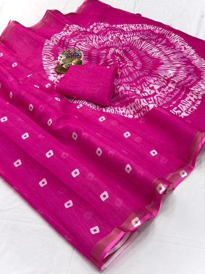 Women Printed Saree with Blouse Piece