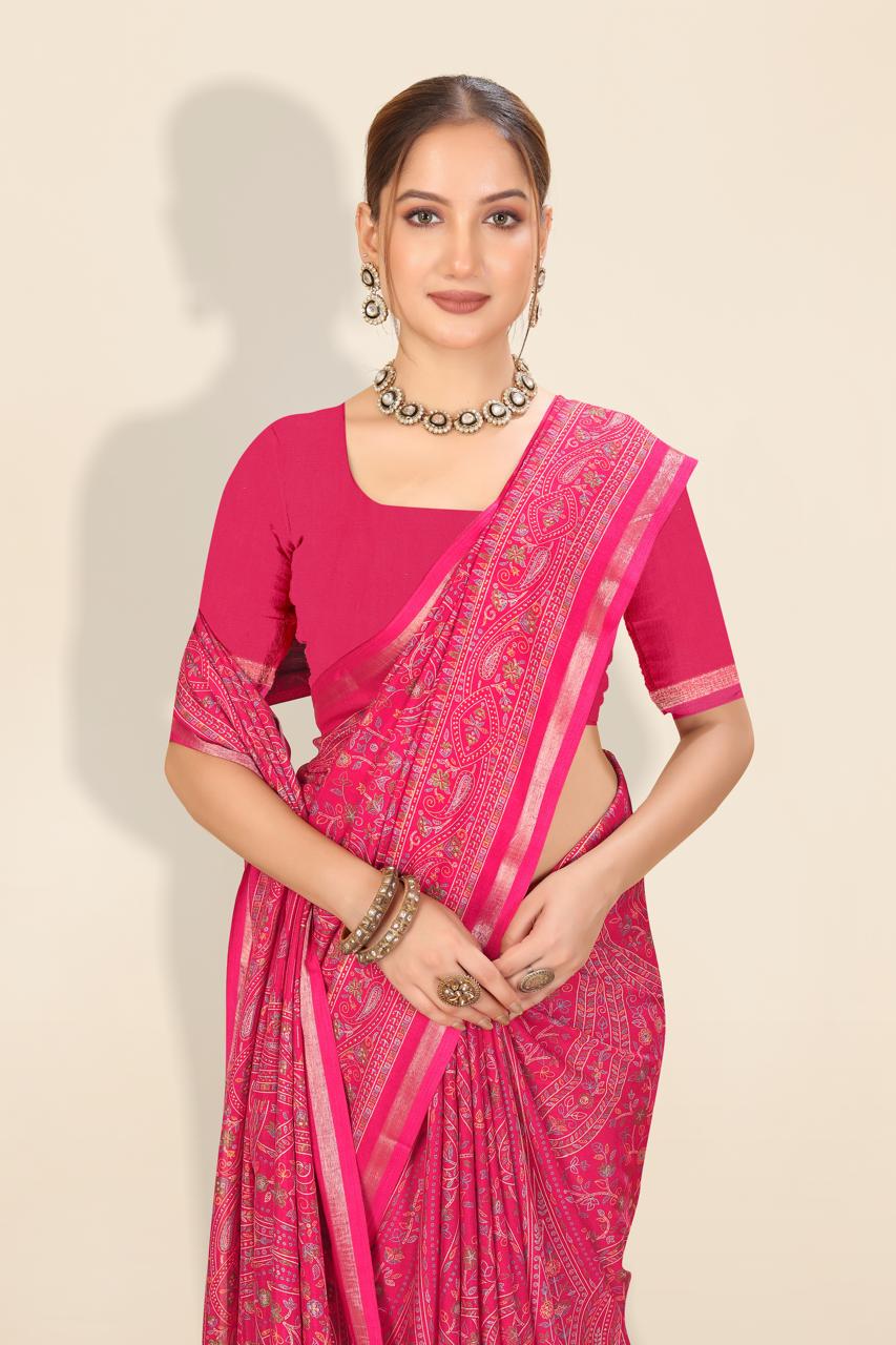 Pure Soft Tussar Silk Kashmiri Printed Saree with Rich Pallu & Golden Border | Elegant Traditional Wear