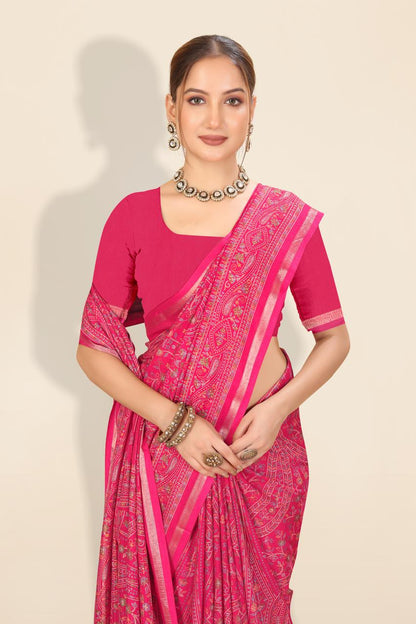 Pure Soft Tussar Silk Kashmiri Printed Saree with Rich Pallu & Golden Border | Elegant Traditional Wear