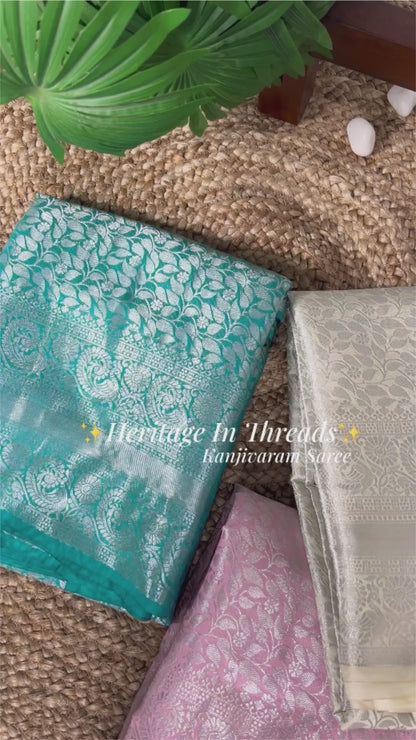 Kanjivaram Zari Woven Saree with Matching Blouse – Elegant Traditional Silk Look, 6.5 Meters Total Length