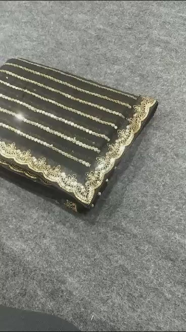 Rubina | Designer Black colour heavy all over sequin saree