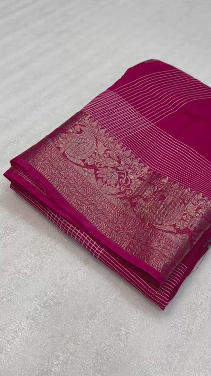Floral Printed Cotton Blend Saree with Silver Zari Border & Tassel Pallu – Elegant Daily Wear