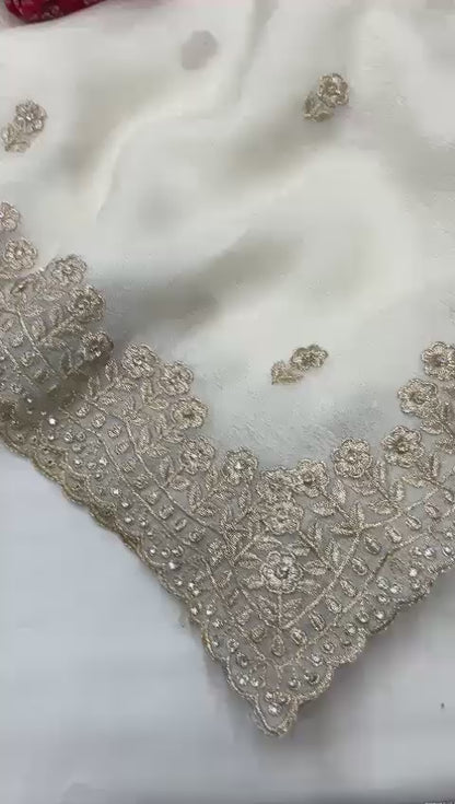 Soft Crush Saree with Zari Embroidery & Stone Work | Lightweight Party Wear Saree