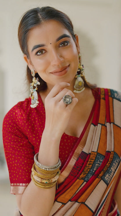 Chanderi Printed Saree Collection – Elegant Temple Border Design