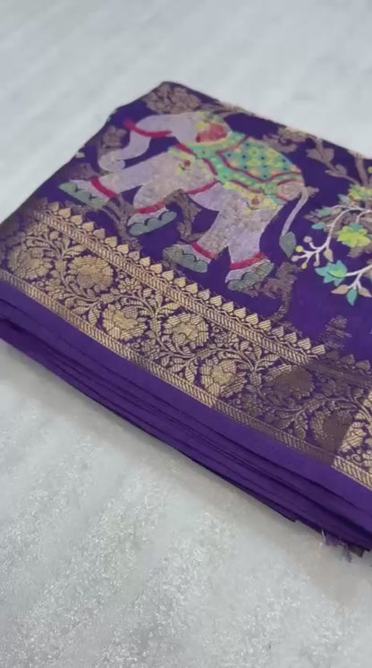 VIRANSHI | heavy Tussur Silk Saree with Zaal pattern all over Saree