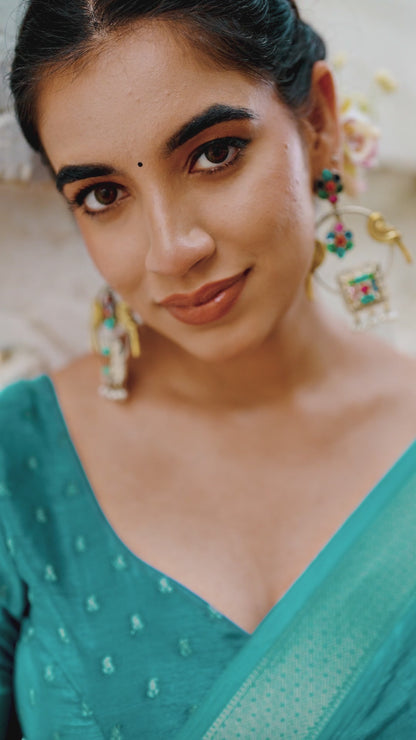 Chinon Fabric Self-Printed Saree with Zari Weaving | Designer Chinon Blouse | 5.5 Meters