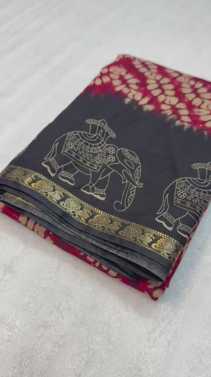 Soft Mangalgiri Mul Cotton Saree with Designer Patola Print, Rich Pallu & Viscose Zari Peacock Border