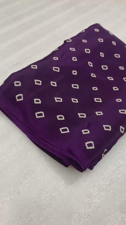 Pure Satin Crepe Ajrakh Printed Saree with Rich Pallu & Heavy Tassels | Ethnic Elegance by Swaraas