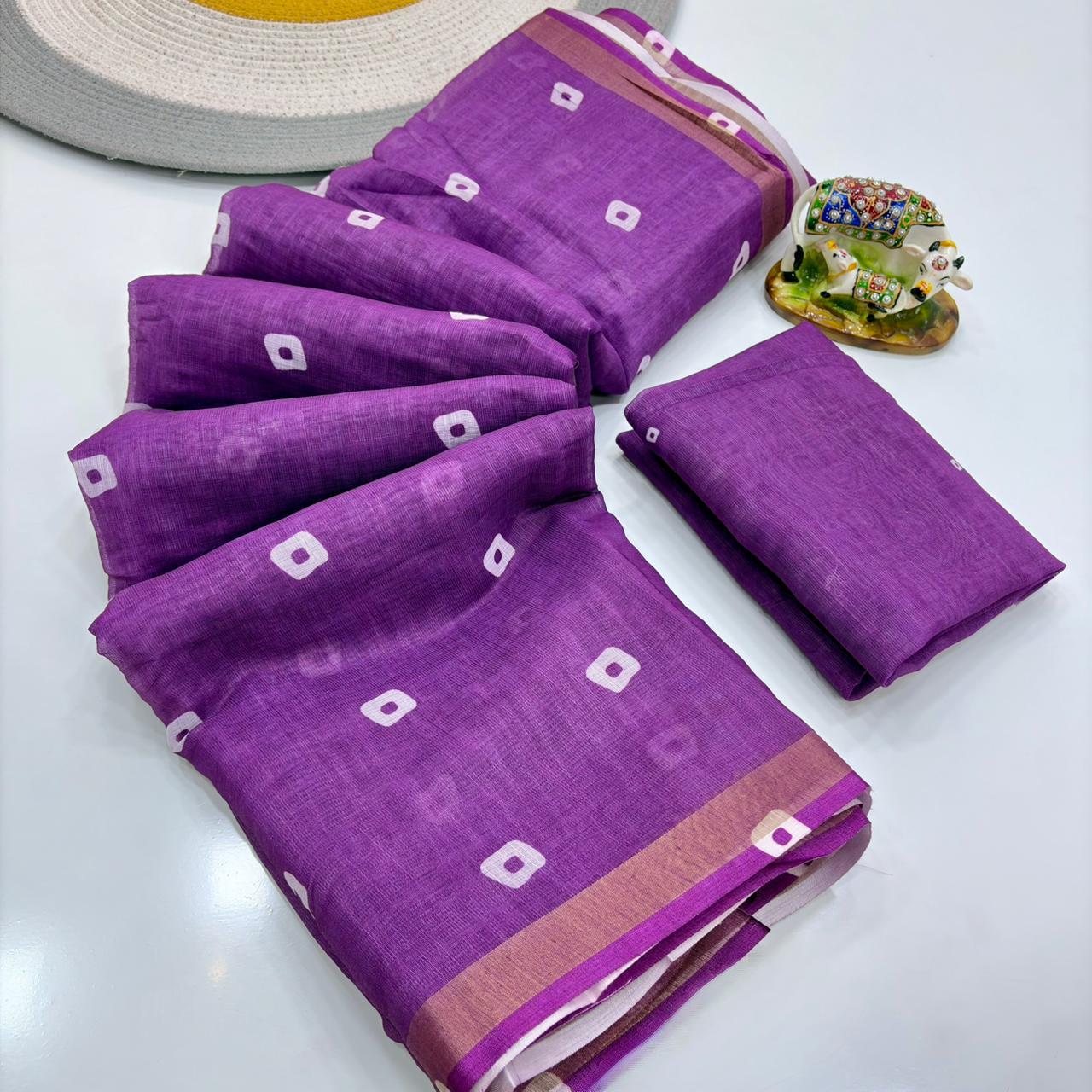 Women Printed Saree with Blouse Piece