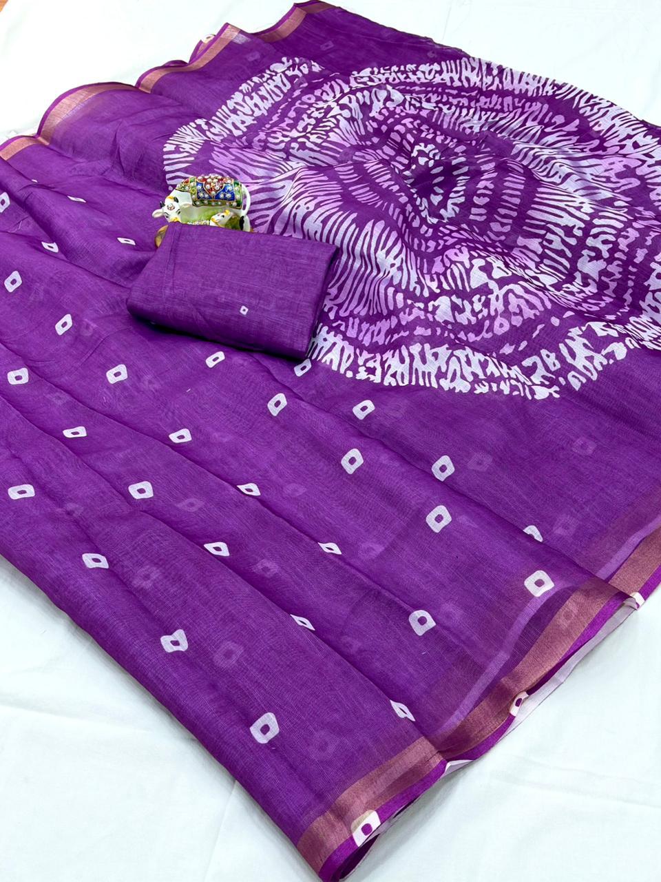 Women Printed Saree with Blouse Piece