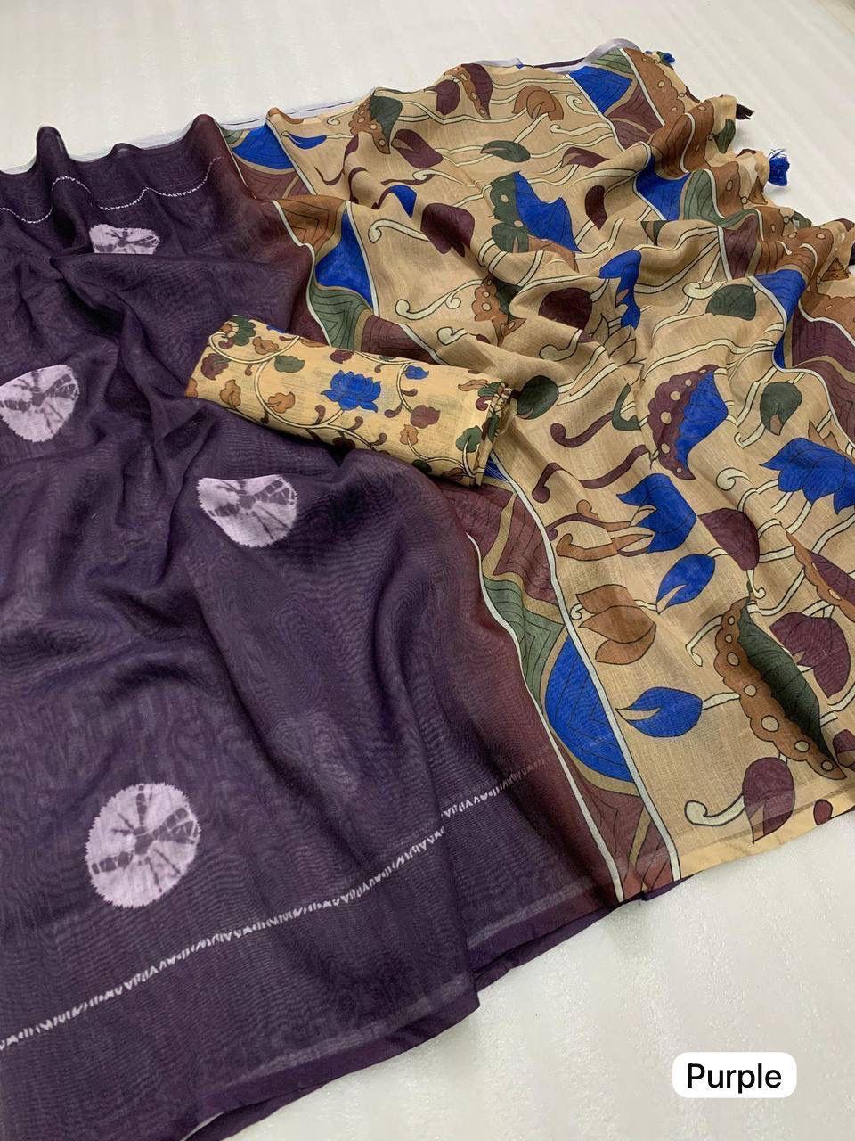 Women Floral Print Saree with Contrast Border