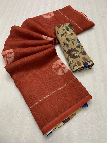 Women Floral Print Saree with Contrast Border