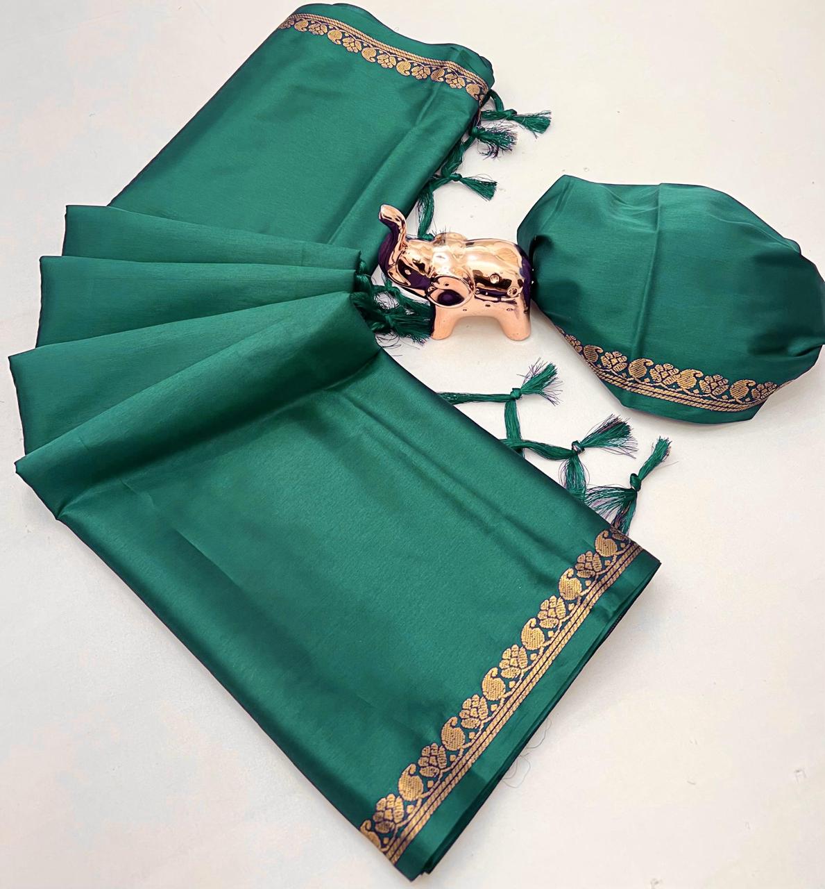 Pure mysure silk 5/5  mango jari Fancy Border Sarees chit pallu