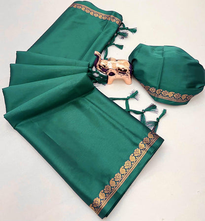 Pure mysure silk 5/5  mango jari Fancy Border Sarees chit pallu