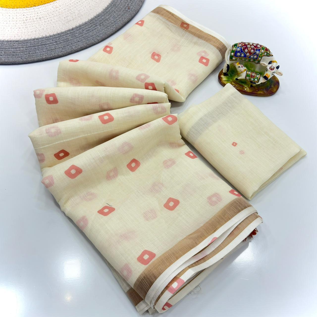 Women Printed Saree with Blouse Piece